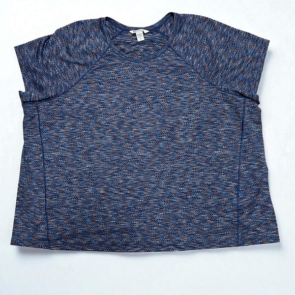 ATHLETA Tops - Athleta Women’s 3X Short Sleeve Raglan Active Top Blue Multicolor Textured